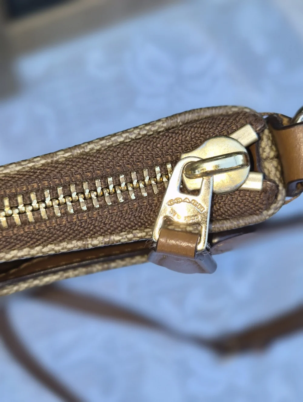 Coach Brown Signature Coated Canvas Crossbody With Leather Trim